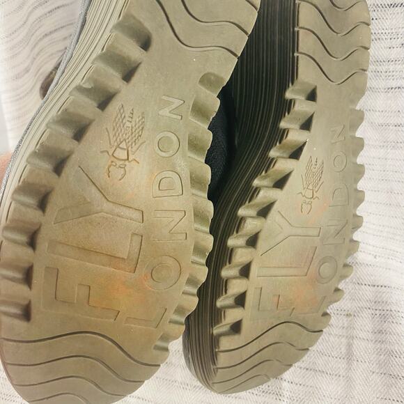 Fly‎ London Black Leather Yala Wedge Peep Toe Ankle Strap Size 37/6.5 - Picture 9 of 10